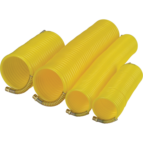 Nylon Coil Air Hose With Fittings, Air, 1/4" ID x 25' L, Nylon, 200 PSI at 23°C Absolute Business Supply