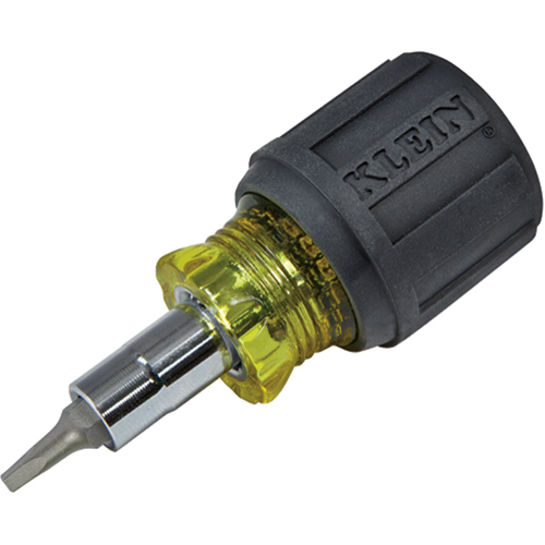 Stubby Multi-Bit Screw Driver With Sq.Recess, 3-1/5" L, Cushion Grip Handle Absolute Business Supply