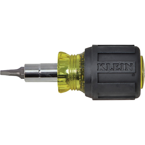 Stubby Multi-Bit Screw Driver With Sq.Recess, 3-1/5" L, Cushion Grip Handle Absolute Business Supply