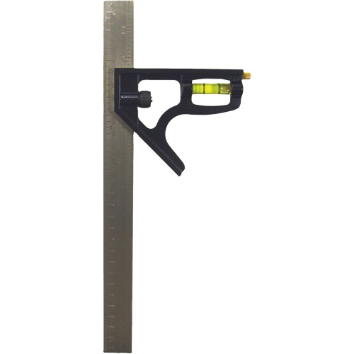 &eacute;querre combin&eacute;e pouces/m&eacute;trique, 12" lo, 1/8"/1/16"/1/32"/1 mm Graduations, Acier inoxydable, Ordinaire Absolute Business Supply
