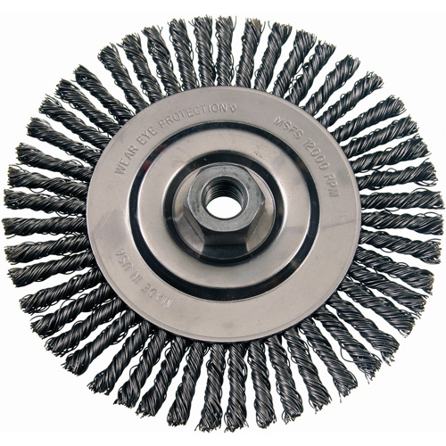 Wire Wheel Brushes, 4-7/8" Dia., 0.02" Fill, 5/8"-11 Arbor, Stainless Steel Absolute Business Supply