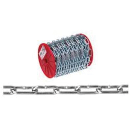Straight Link Coil Chain, Low Carbon Steel, 2/0 x 120' (36.6 m) L, 520 lbs. (0.26 tons) Load Capacity Absolute Business Supply