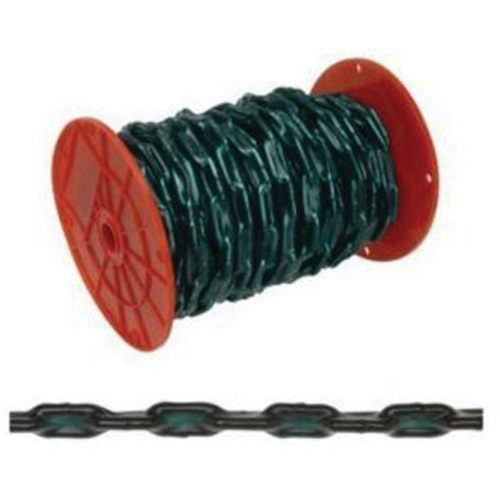 Straight Link Coil Chain with Green Sleeve, Low Carbon Steel, 2/0 x 60' (18.3 m) L, 520 lbs. (0.26 tons) Load Capacity Absolute Business Supply