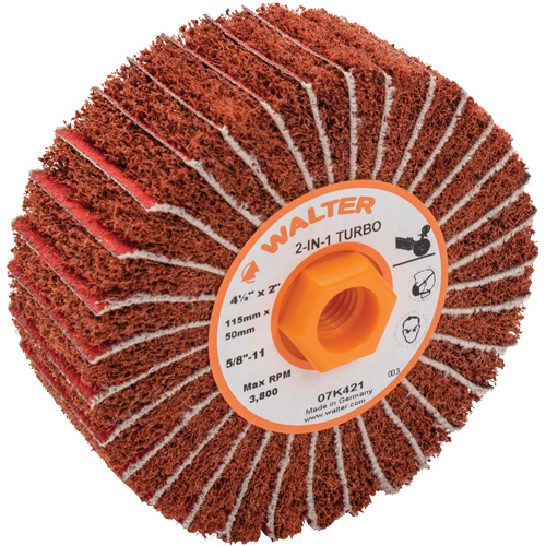 Two-In-One Turbo Drums, 4-1/2" Dia. x 2" W, 5/8"-11 Arbor, 60 Grit Absolute Business Supply