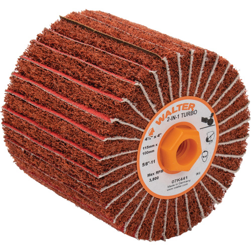 Two-In-One Turbo Drums, 4-1/2" Dia. x 4" W, 5/8"-11 Arbor, 60 Grit Absolute Business Supply