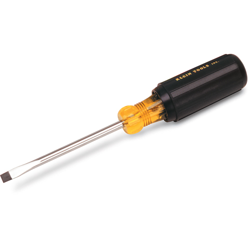 Slot Cabinet Tip Screwdriver, 1/4" Tip, Round, 8-11/32" L, Cushion Grip Handle Absolute Business Supply