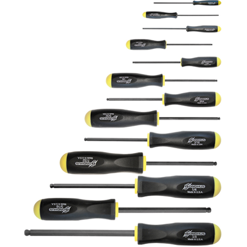 Ball Driver Screwdriver Sets - SAE, 13 Pcs. Absolute Business Supply
