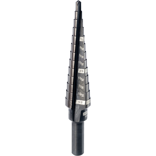 Foret &eacute;tag&eacute; no 1, 1/8" - 1/2", Incr&eacute;ments de 1/32", Acier rapide Absolute Business Supply