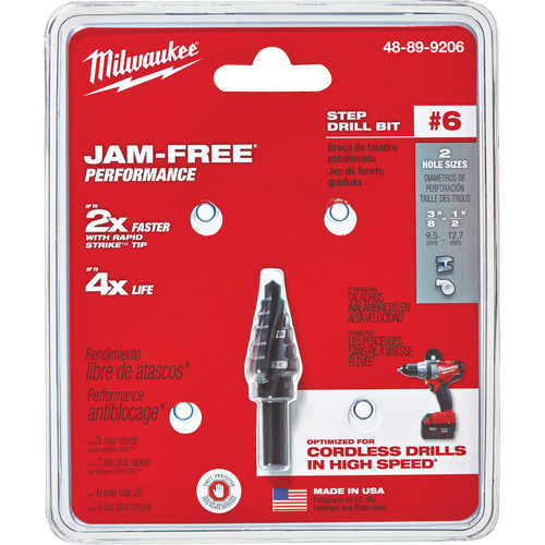 Foret &eacute;tag&eacute; no 6, 3/8" - 1/2", Incr&eacute;ments de 1/16", Acier rapide Absolute Business Supply