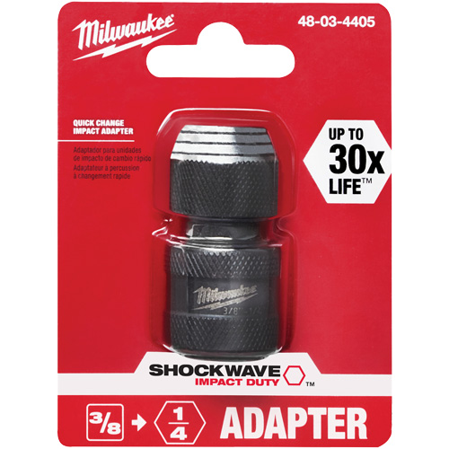 Adaptateur de douille carr&eacute;e &agrave; hexagonale pour tournevis &agrave; percussion Shockwave, Chocs, Prise 1/4", Douille 3/8", 1,875" lo Absolute Business Supply