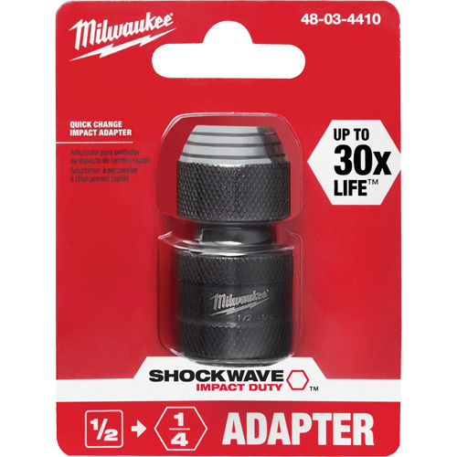 Adaptateur de douille carr&eacute;e &agrave; hexagonale pour tournevis &agrave; percussion Shockwave, Chocs, Prise 1/4", Douille 1/2", 1,875" lo Absolute Business Supply