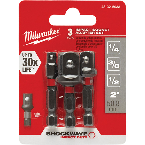 Jeu d'adaptateur de douilles &agrave; chocs Shockwave, 1/4" Prise, Sph&eacute;rique, 1-7/8" lo Absolute Business Supply