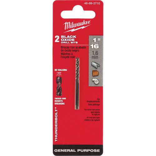 Foret s&eacute;rie courte Thunderbolt, Acier rapide, 1/16", 1-7/8" lo, 7/8" Cannelure, 135° Angle Absolute Business Supply