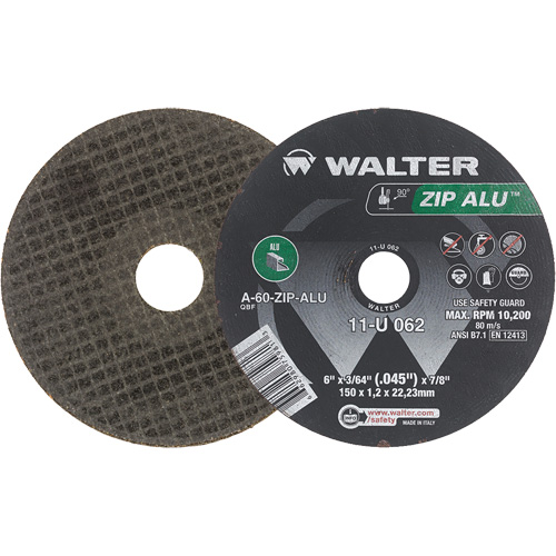 Meule &agrave; tronçonner Zip Alu, 6" x 3/64", Arbre de 7/8", Type 1, Oxyde d'aluminium, 10 200 Tr/min Absolute Business Supply
