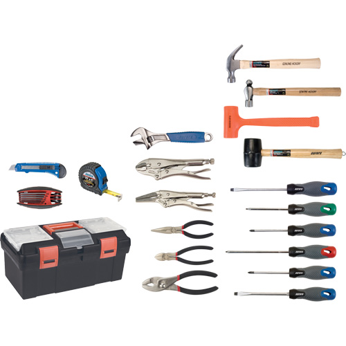 Essential Tool Set with Plastic Tool Box, 28 Pieces Absolute Business Supply