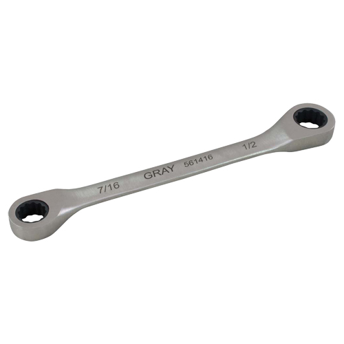 Double Box End Gear Ratcheting Wrench, 12 Point, 7/16" x 1/2", Plain Finish Absolute Business Supply