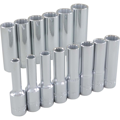Socket Set, 14 Pcs, 3/8" Drive Size, Deep Absolute Business Supply