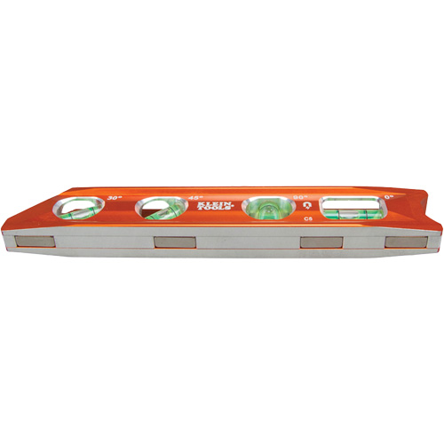 Torpedo Billet Level, 8" L, Aluminum, 4 Vials, Magnetic Absolute Business Supply