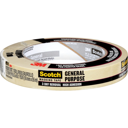 Scotch&reg; Contractor Grade Masking Tape 2020, 18 mm (3/4") x 55 m (180'), Beige Absolute Business Supply