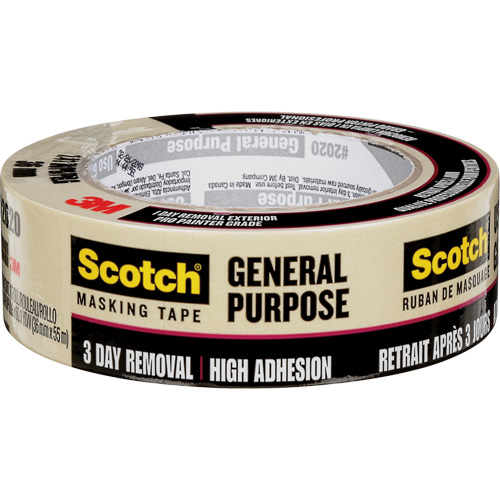 Scotch&reg; Contractor Grade Masking Tape 2020, 36 mm (1-1/2") x 55 m (180'), Beige Absolute Business Supply
