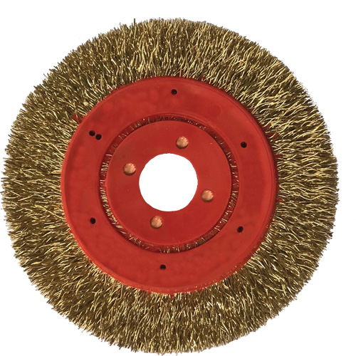 Brosse m&eacute;tallique &agrave; touret et &agrave; encapsulation partielle ne rejetant pas les fils, 3" dia., Fils 0,012", Arbre 1/4" Absolute Business Supply