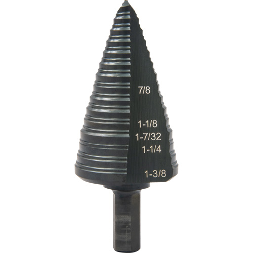 #12 Multi-Hole Step Drill Bit, 7/8" - 1-3/8" , 1/16" Increments, High Speed Steel Absolute Business Supply