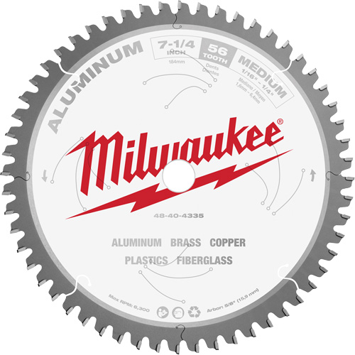 Aluminum Cutting Circular Saw Blade, 7-1/4", 56 Teeth, Plastic/Fibreglass/Non-Ferrous Use Absolute Business Supply
