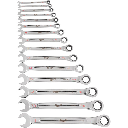 Ratcheting Wrench Set, Combination, 15 Pieces, Imperial Absolute Business Supply