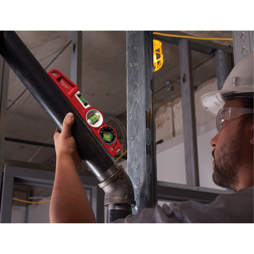 Die Cast Torpedo Level with 360 Degree Locking Vial, 10" L, Aluminum, 3 Vials, Magnetic Absolute Business Supply