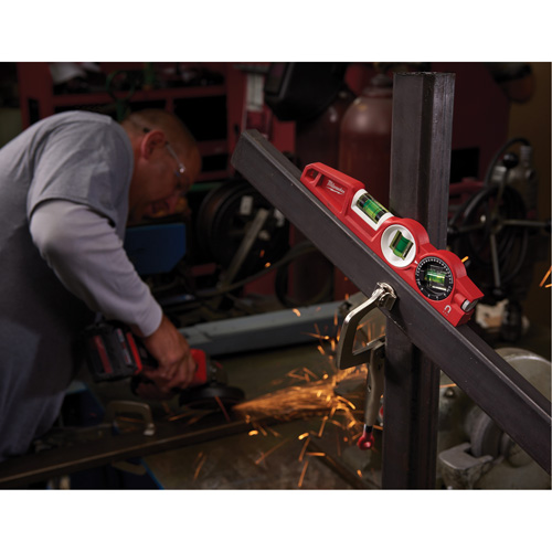 Die Cast Torpedo Level with 360 Degree Locking Vial, 10" L, Aluminum, 3 Vials, Magnetic Absolute Business Supply