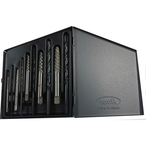 Jeu d'extracteurs de vis avec forets DRILLCO, Carbure, 10 Morcea Absolute Business Supply