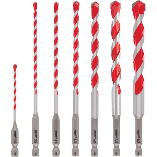 Grand jeu de forets pour perceuse &agrave; percussion Shockwave, 7 morceaux, Carbure Absolute Business Supply