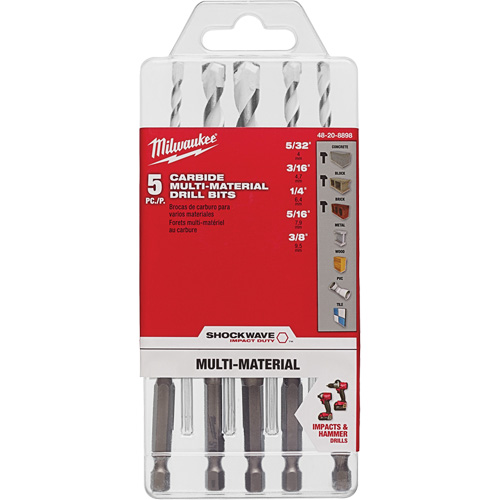 Jeu de forets multi-mat&eacute;riaux Shockwave, 5 morceaux, Carbure Absolute Business Supply