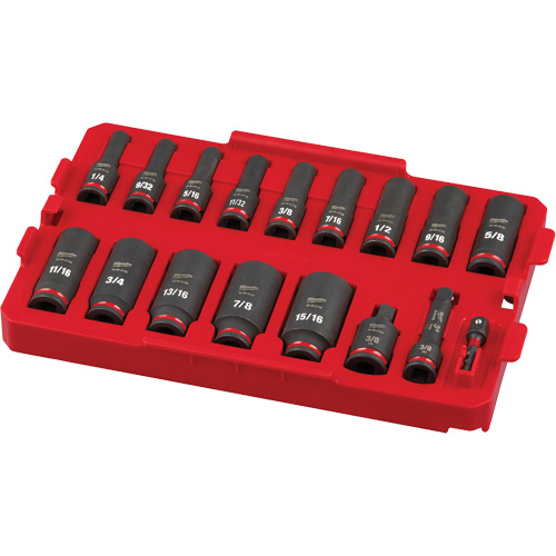 Jeu de douilles profondes 3/8" Shockwave Impact Duty Packout, 17 Mcx, Chocs, Prise de 3/8", Profond Absolute Business Supply