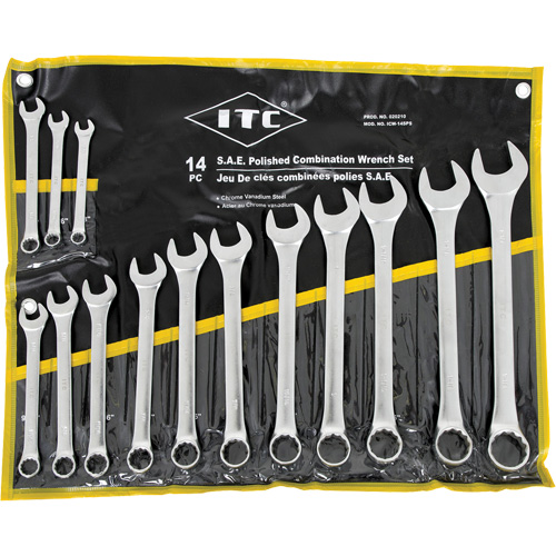 ICW-14PS Polished Wrench Set, Combination, 14 Pieces, Imperial Absolute Business Supply