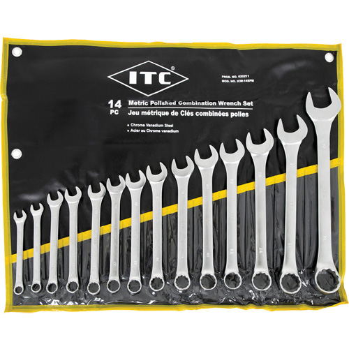 ICW-14PM Polished Wrench Set, Combination, 14 Pieces, Metric Absolute Business Supply