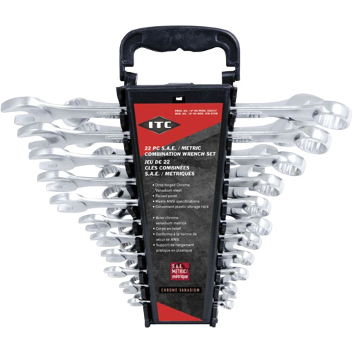 ICW-22SM Wrench Set, Combination, 22 Pieces, Imperial and Metric Absolute Business Supply