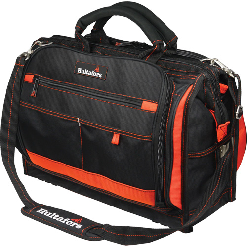 Porte-outils &agrave; compartiments multiples de 18", Polyester balistique, 50 pochettes, Noir/Rouge Absolute Business Supply