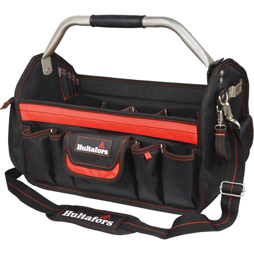 18" Open-Top Tool Carrier, Ballistic Polyester, Black/Red Absolute Business Supply