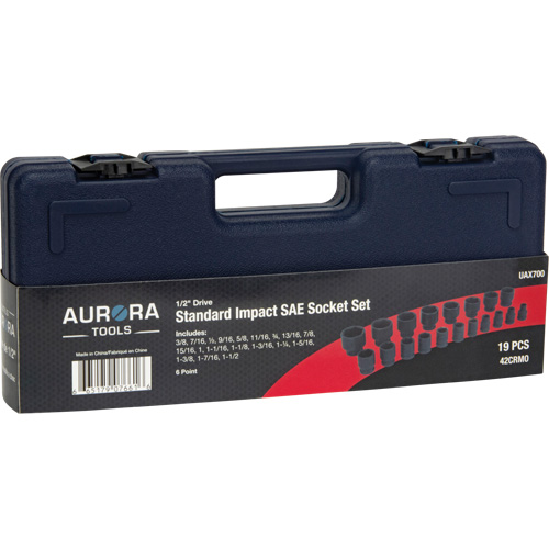 SAE Socket Set, 19 Pcs, Impact, 1/2" Drive Size Absolute Business Supply