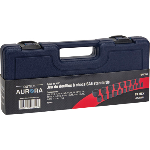 SAE Socket Set, 19 Pcs, Impact, 1/2" Drive Size Absolute Business Supply
