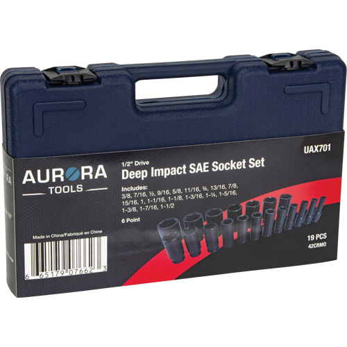 SAE Socket Set, 19 Pcs, Impact, 1/2" Drive Size, Deep Absolute Business Supply
