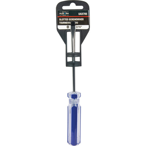 Tournevis &agrave; fente bleu transparent avec bandes, Tige de 3/16", Ronde, Prise en Plastique Absolute Business Supply