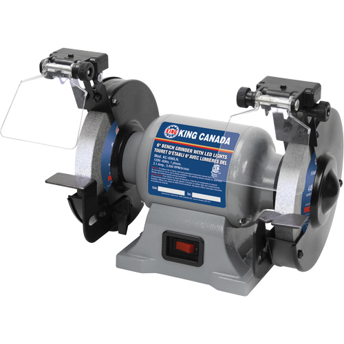 Bench Grinder with LED Lights, 6" Wheel Diameter, 3450 RPM Absolute Business Supply