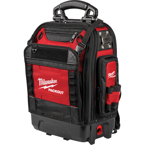 Sac &agrave; dos structur&eacute; PackOut, 9-1/2" lo x 18" la, Noir/Rouge, Polyester Absolute Business Supply