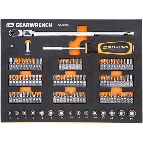 Jeu d'outils &agrave; t&ecirc;te &eacute;troite pour m&eacute;canicien dans un plateau de rangement en mousse Absolute Business Supply