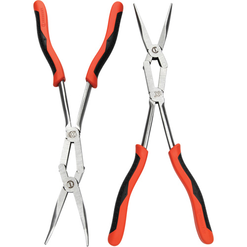 Jeu de pinces bimat&eacute;riau &agrave; bec long droite et pli&eacute;e X2, 2 Morcea Absolute Business Supply