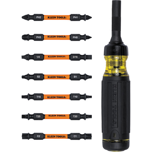 15-in-1 Ratcheting Impact-Rated Multi-Bit Torsion Zone Screwdriver, 9-1/2" L, Cushion Grip Handle Absolute Business Supply
