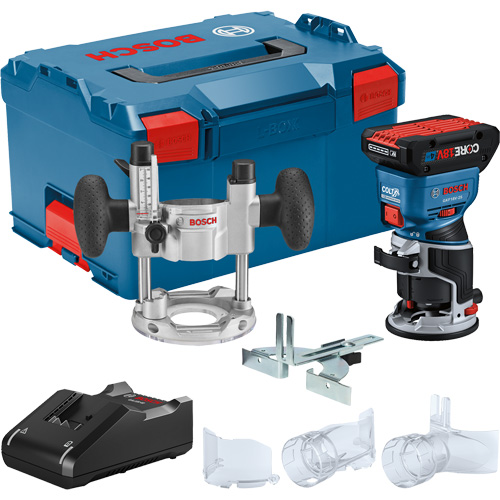 Brushless Colt Palm Router Kit with CORE18V&reg; 4 Ah Advanced Power Battery & Plunge Base Absolute Business Supply