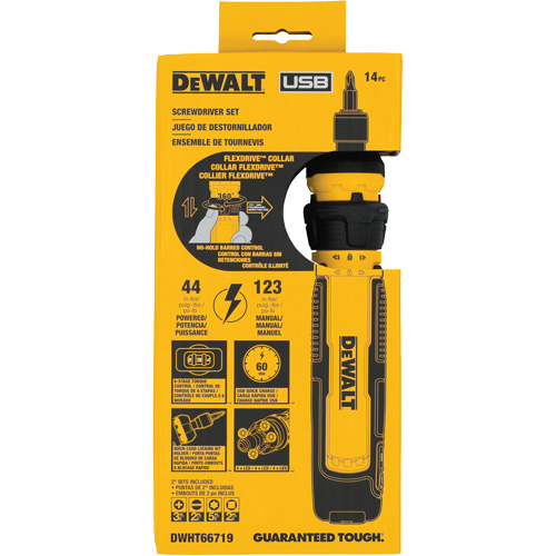 Jeu de tournevis sans fil de 14 morceaux avec commande FLEXDRIVE, 4 V, 44 lb-po/5 Nm couple max. Absolute Business Supply